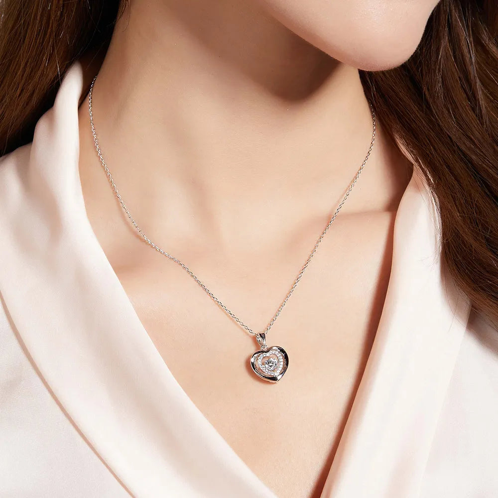 Moissanite 925 Sterling Silver Heart Necklace - Treasured Gift's & More