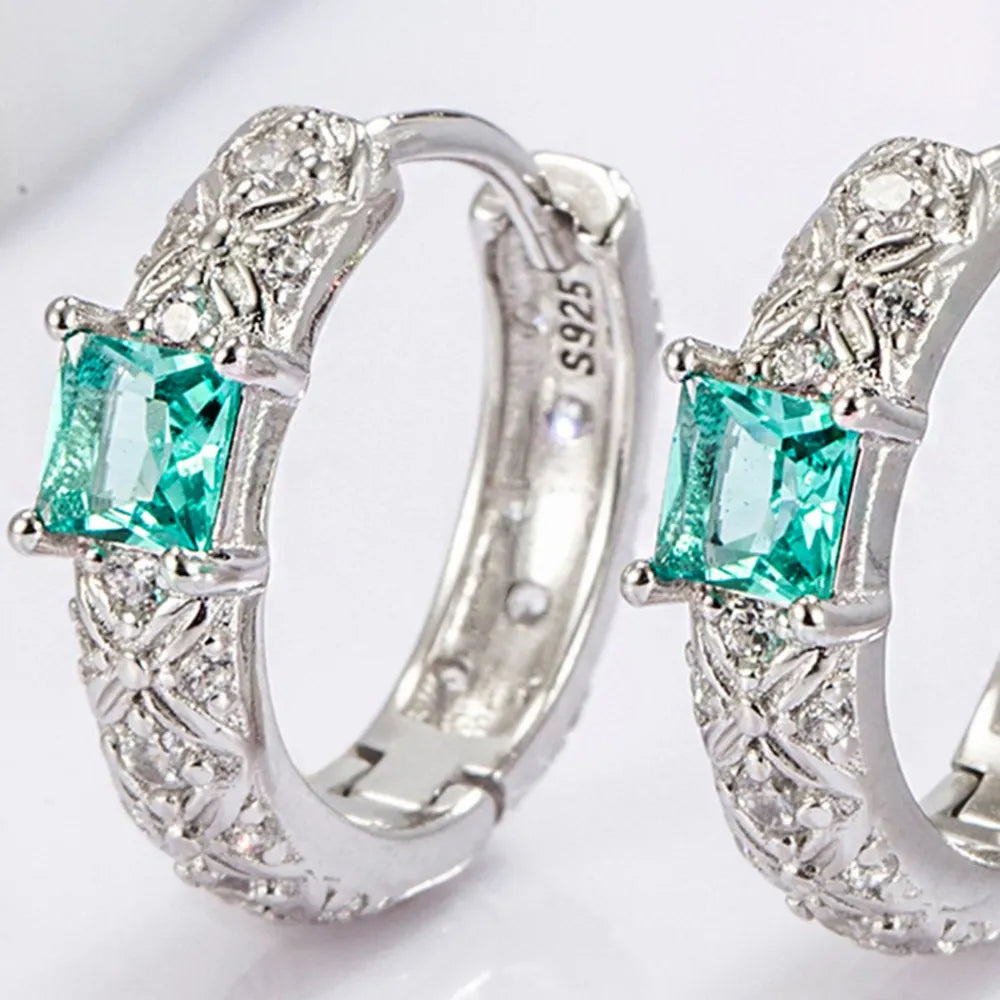 925 Sterling Silver Inlaid Zircon Earrings - Treasured Gift's & More