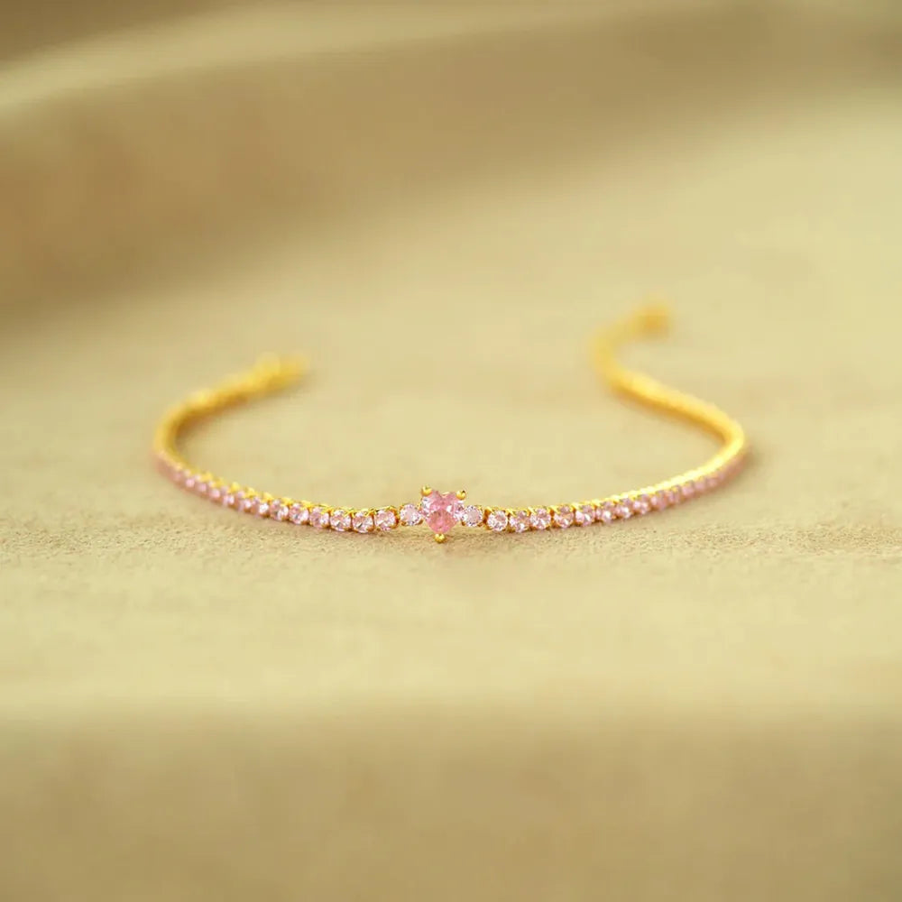Heart Shape Inlaid Zircon 18K Gold-Plated Bracelet - Treasured Gift's & More