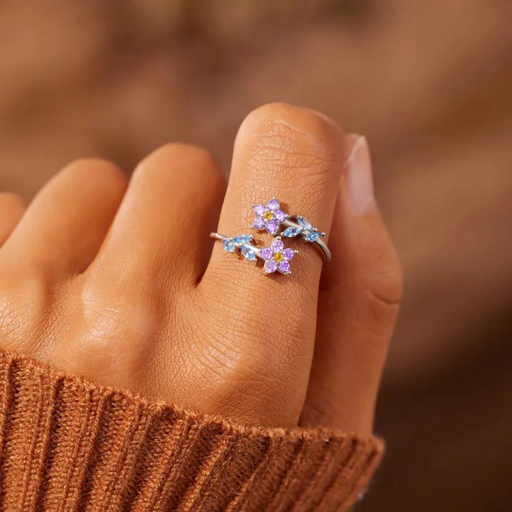 Flower Shape Inlaid Zircon 925 Sterling Silver Ring - Treasured Gift's & More