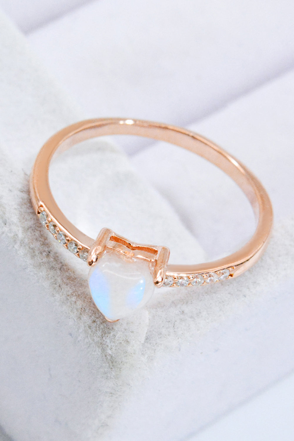 Natural Moonstone Heart 18K Rose Gold-Plated Ring - Treasured Gift's & More