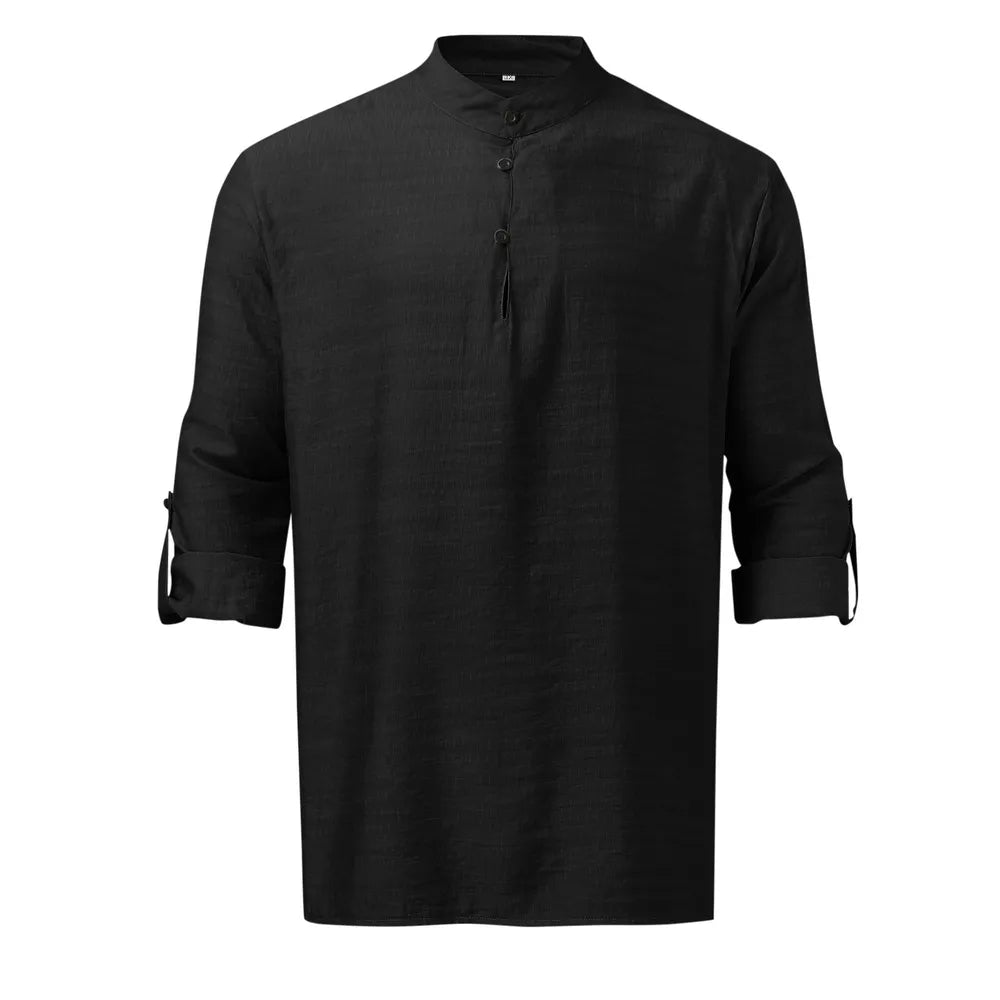 Men's Full Size Half Button Long Sleeve Shirt Plus Size - Treasured Gift's & More