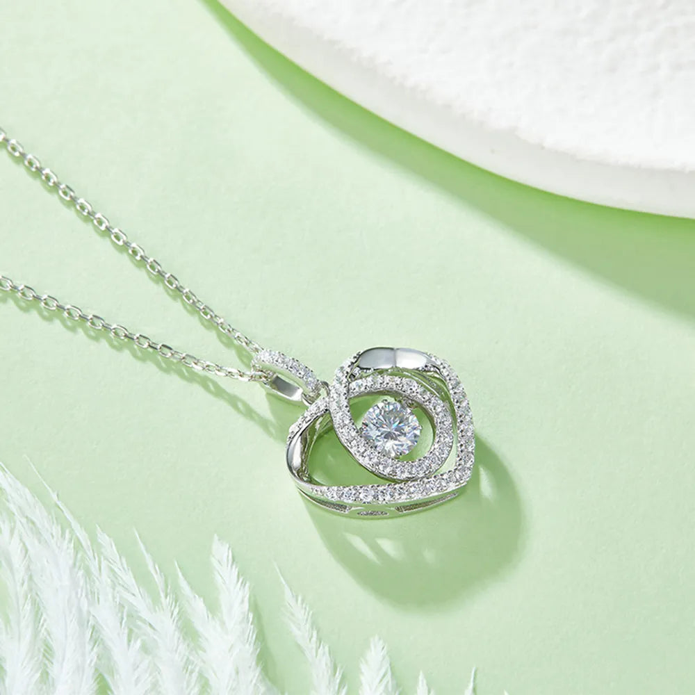 Moissanite 925 Sterling Silver Heart Shape Necklace - Treasured Gift's & More