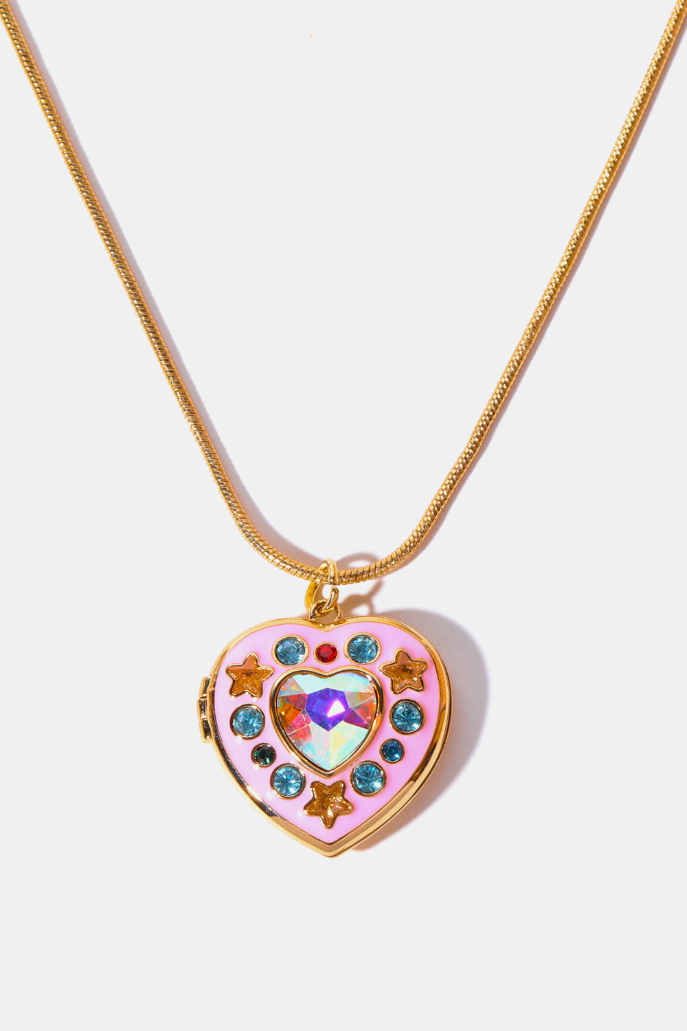 Rhinestone Decor Heart Box Pendant Necklace - Treasured Gift's & More