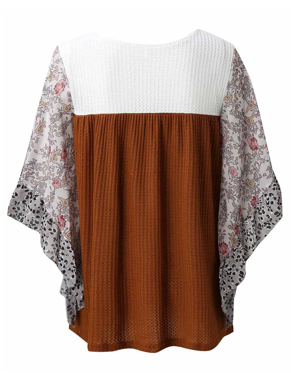 Full Size Printed Round Neck Three-Quarter Sleeve Blouse - Treasured Gift's & More