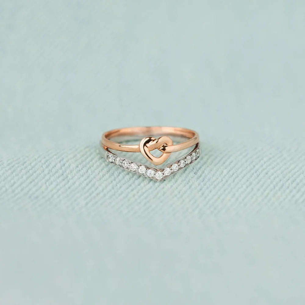 Knotted Heart Shape Inlaid Zircon Ring - Treasured Gift's & More
