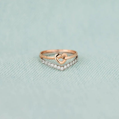 Knotted Heart Shape Inlaid Zircon Ring - Treasured Gift's & More