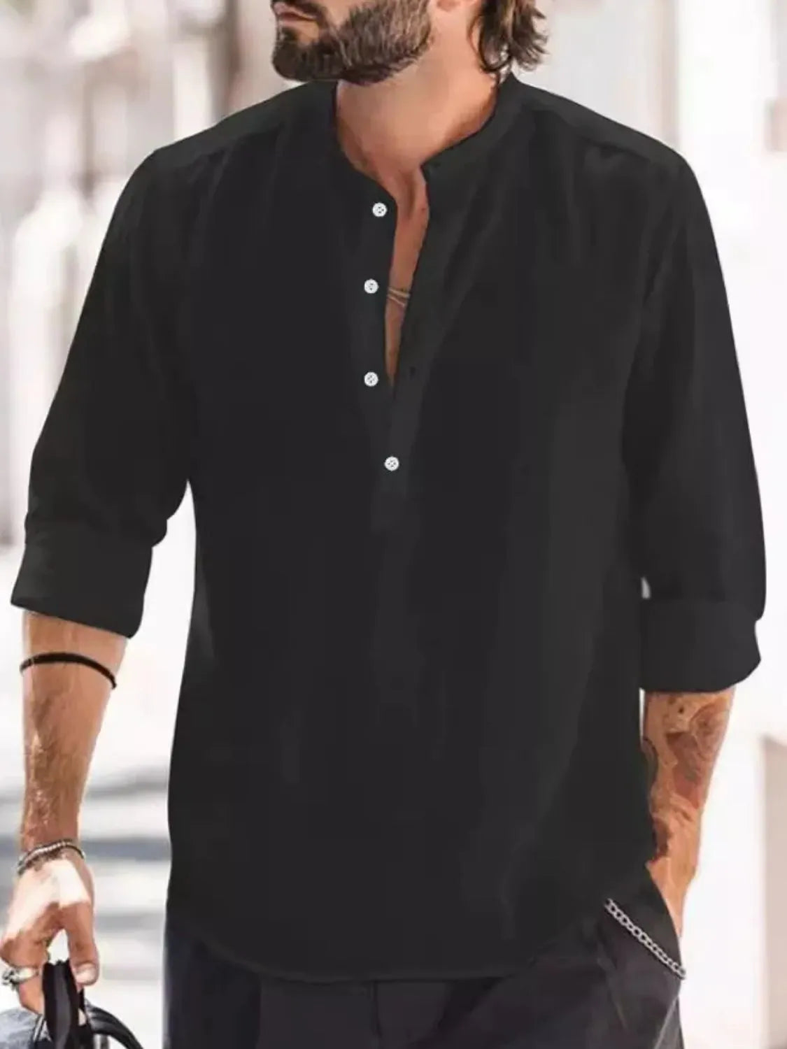 Men's Full Size Button Detail Long Sleeve Shirt Plus Size - Treasured Gift's & More