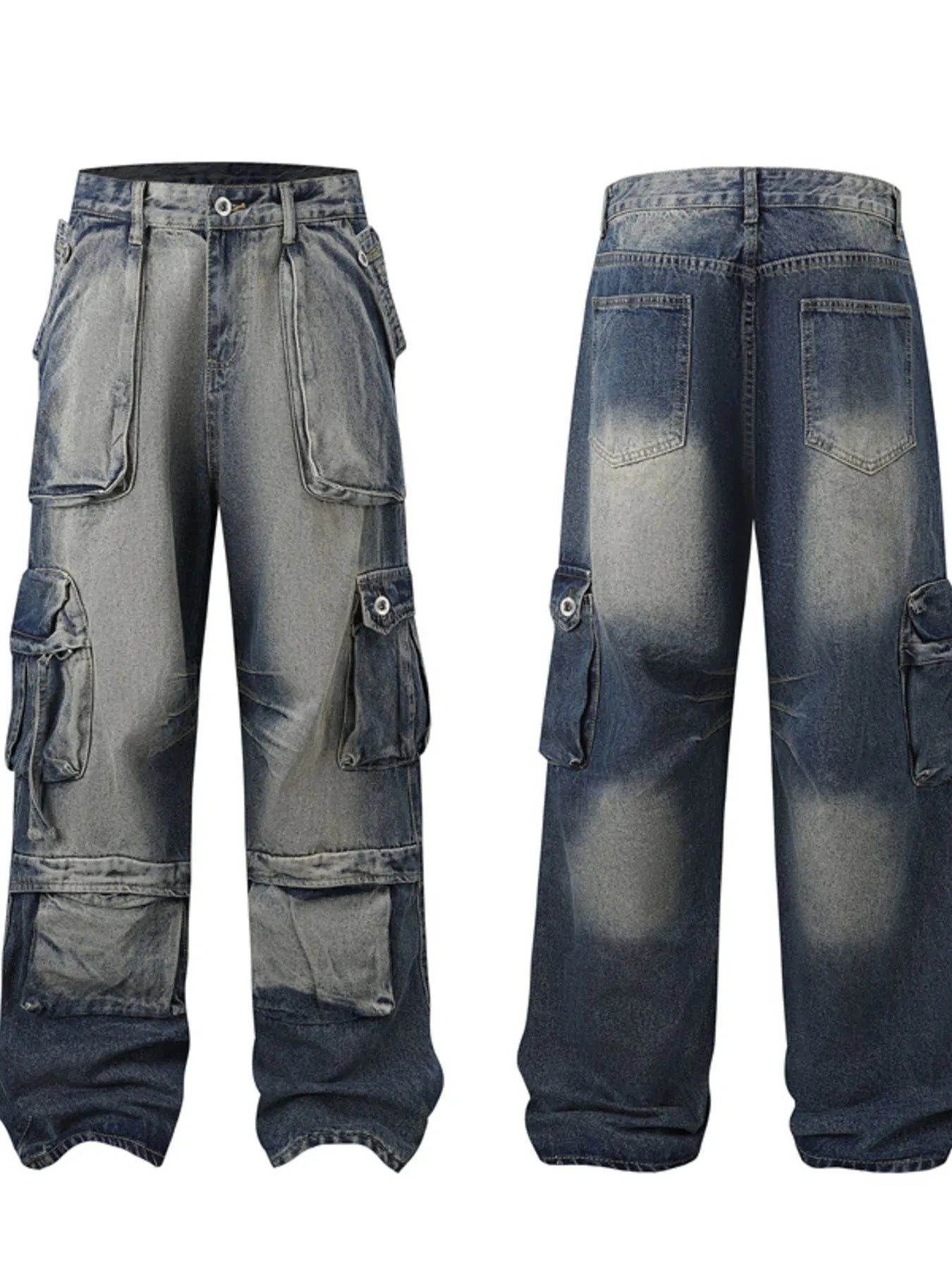 Men's Full Size Washed Cargo Jeans Plus Size - Treasured Gift's & More