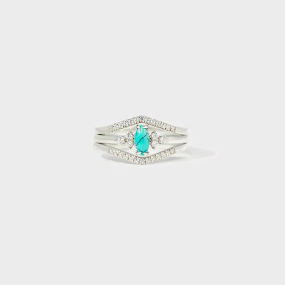 Artificial Turquoise V Shape Inlaid Zircon Ring - Treasured Gift's & More