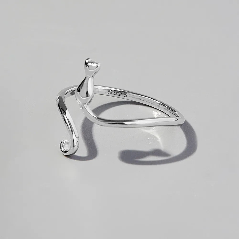 Cat Shape 925 Sterling Silver Ring - Treasured Gift's & More