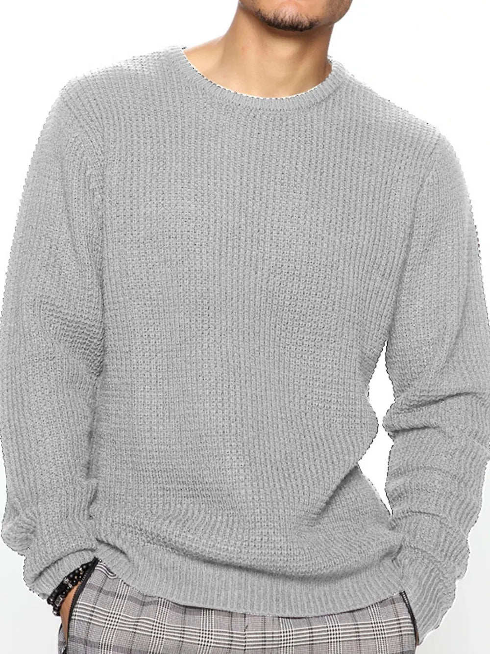 Men's Full Size Round Neck Long Sleeve Sweater Plus Size - Treasured Gift's & More