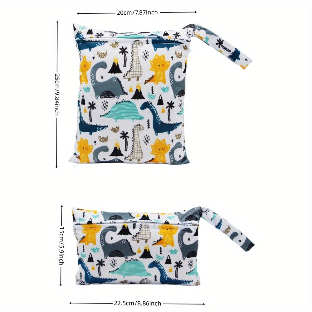 2 Pcs Durable Polyester Fiber Dinosaur Print Washable Bags