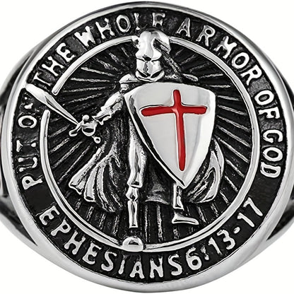 Stainless Steel Vintage Knight Templar Ring