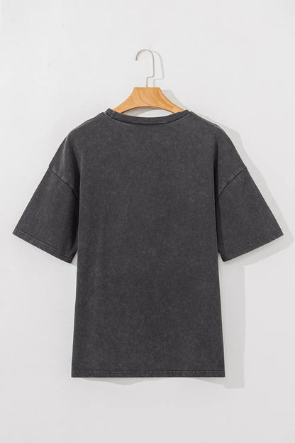 Cheetah Mineral Wash Round Neck Half Sleeve T-Shirt - Treasured Gift's & More