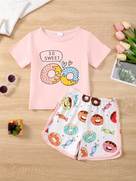 Children's Donut Round Neck Top and Pants Set - Treasured Gift's & More