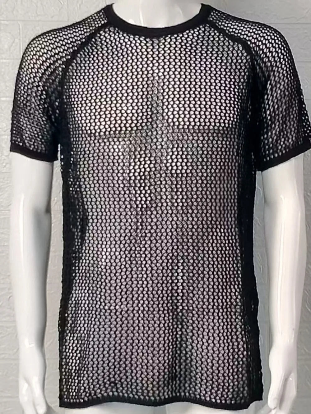 Men's Openwork Round Neck Short Sleeve T-Shirt - Treasured Gift's & More