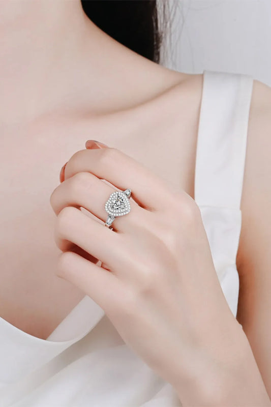 1 Carat Moissanite 925 Sterling Silver Heart Ring - Treasured Gift's & More