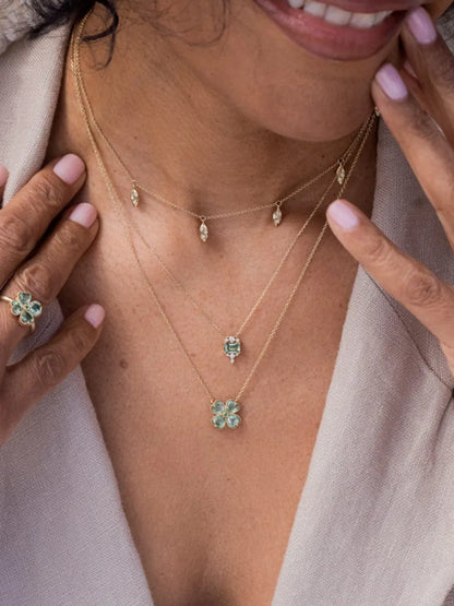 Stainless Steel Zircon Lucky Clover Pendant Necklace - Treasured Gift's & More