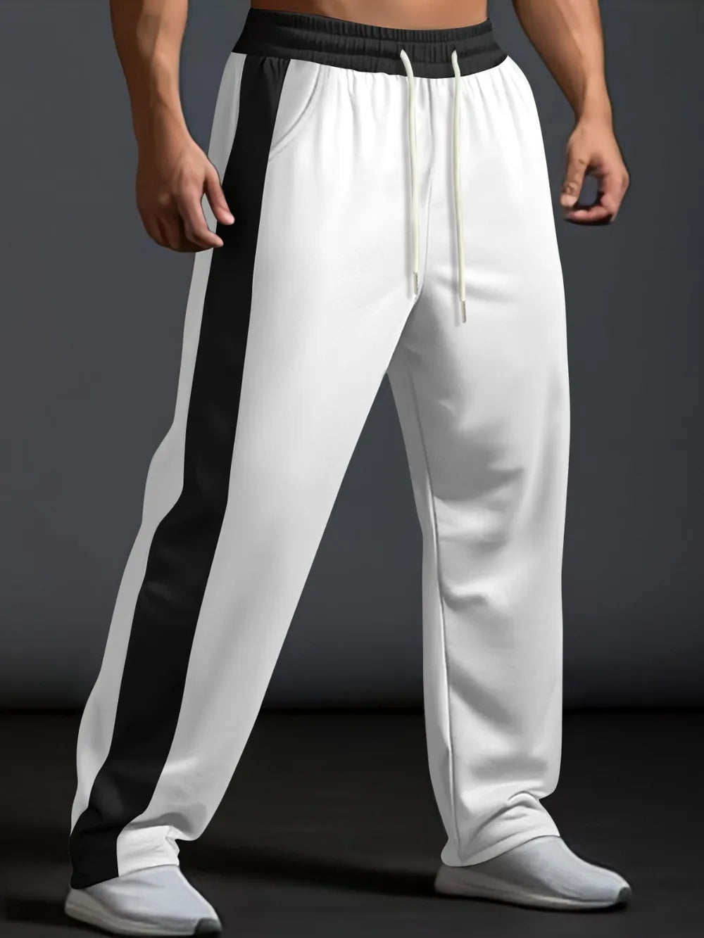 Men's Full Size Drawstring Contrast Wide Leg Pants Plus Size - Treasured Gift's & More