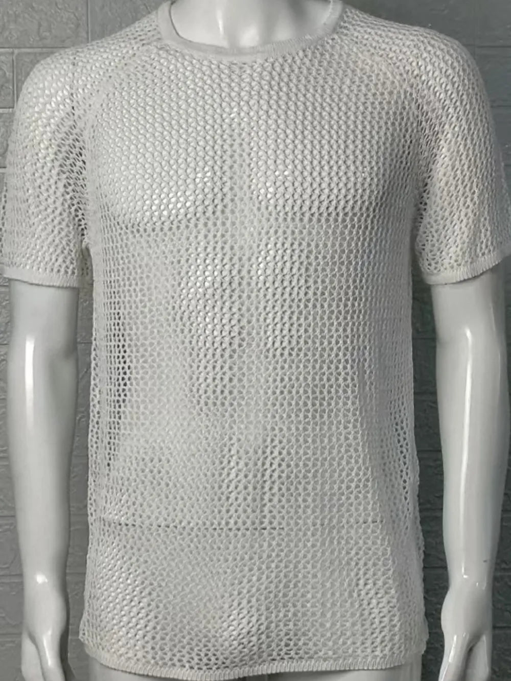 Men's Openwork Round Neck Short Sleeve T-Shirt - Treasured Gift's & More