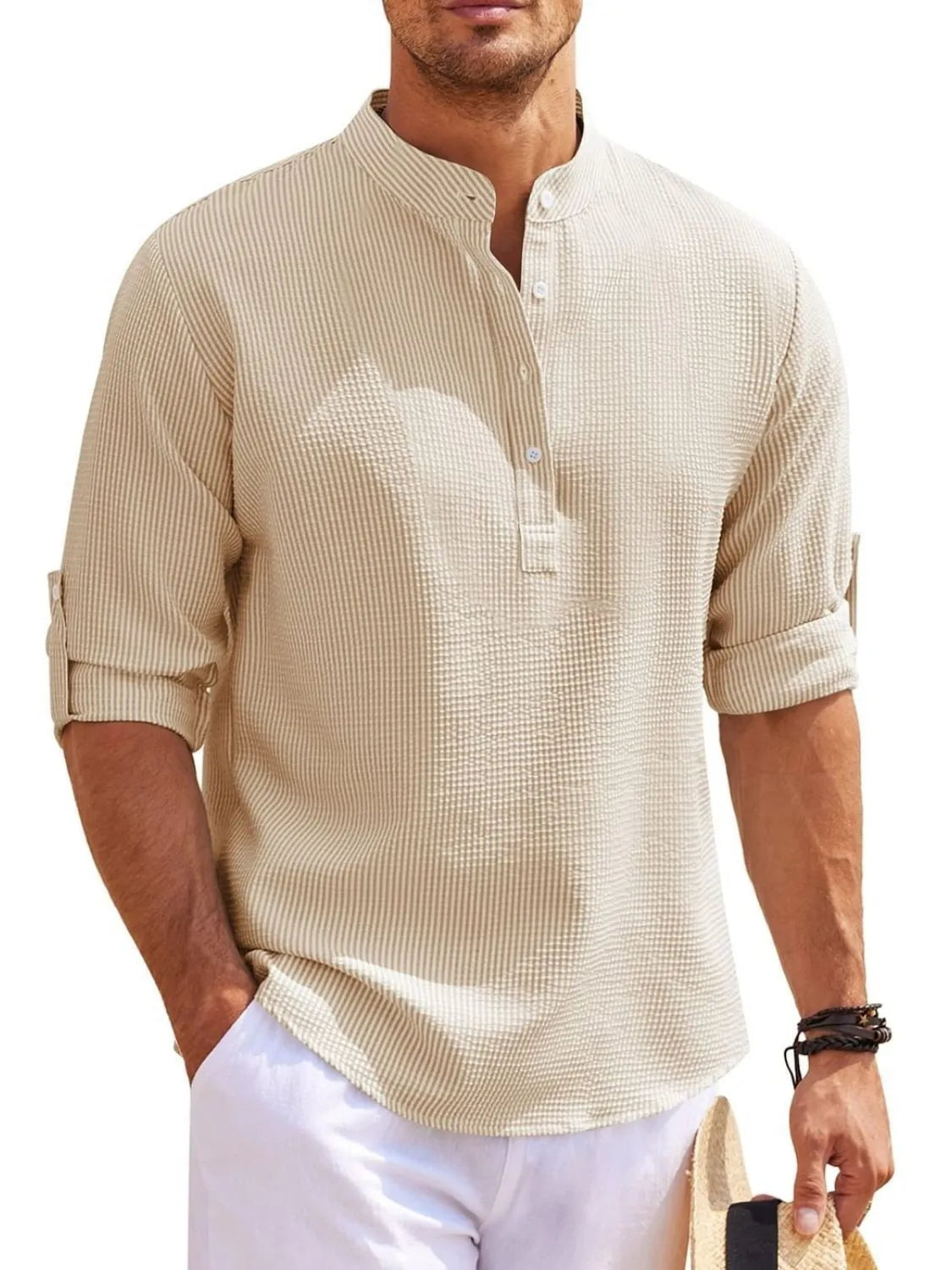 Men's Full Size Button Detail Long Sleeve Top Plus Size - Treasured Gift's & More