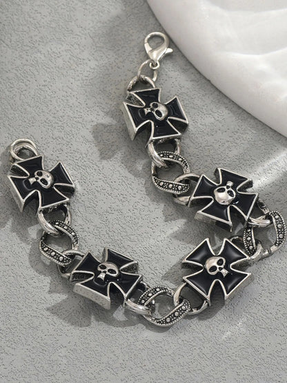Gothic Skull Cross Chain Bracelet - Treasured Gift's & More