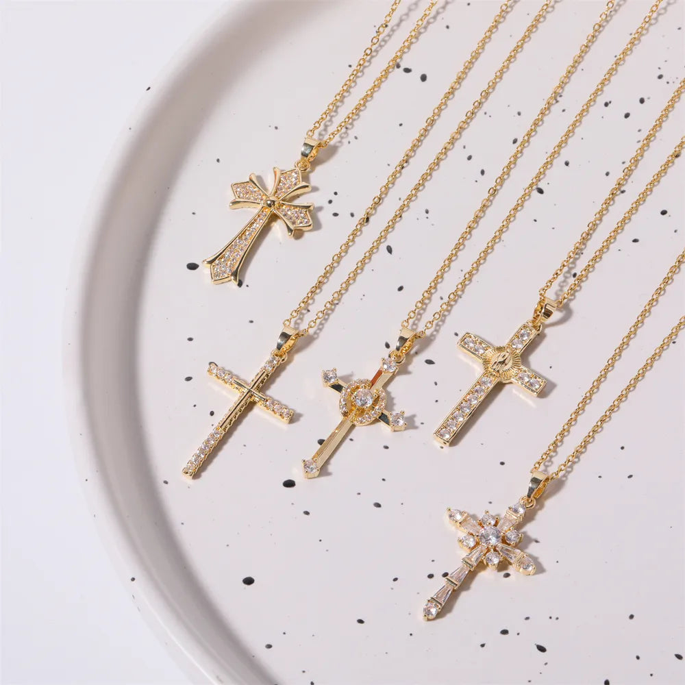 Stainless Steel Inlaid Zircon Cross Necklace - Treasured Gift's & More