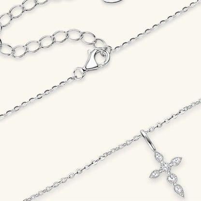 925 Sterling Silver Moissanite Cross Pendant Necklace - Treasured Gift's & More