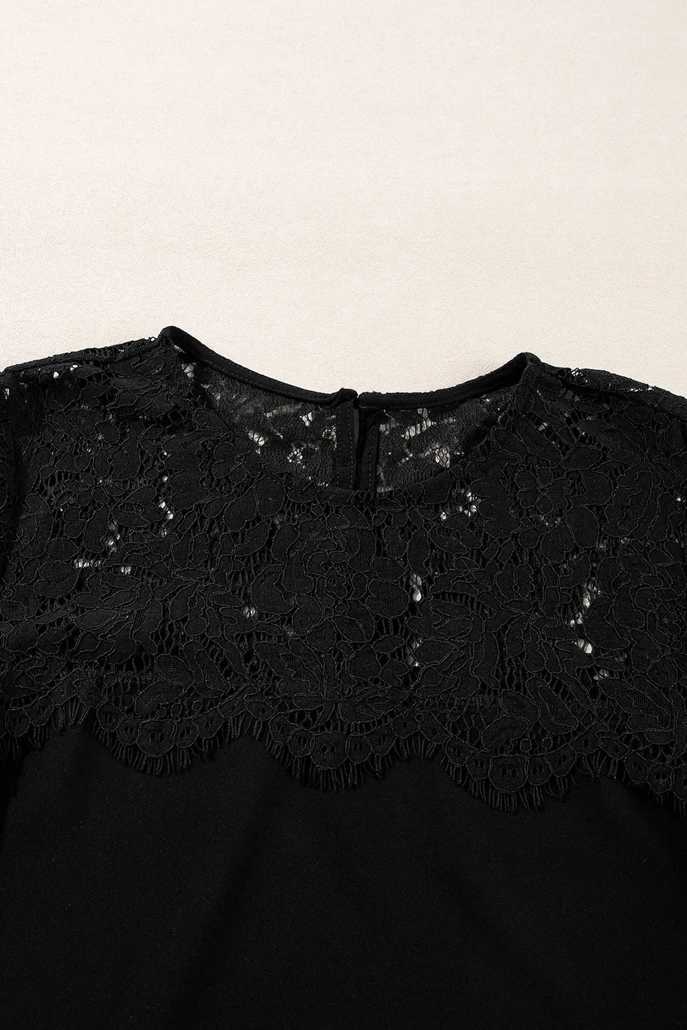 Lace Detail Round Neck Long Sleeve Blouse - Treasured Gift's & More