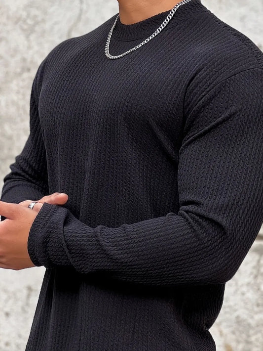 Men's Plus Size Round Neck Long Sleeve T-Shirt - Treasured Gift's & More