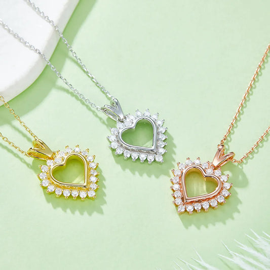 Moissanite 925 Sterling Silver Heart Pendant Necklace - Treasured Gift's & More