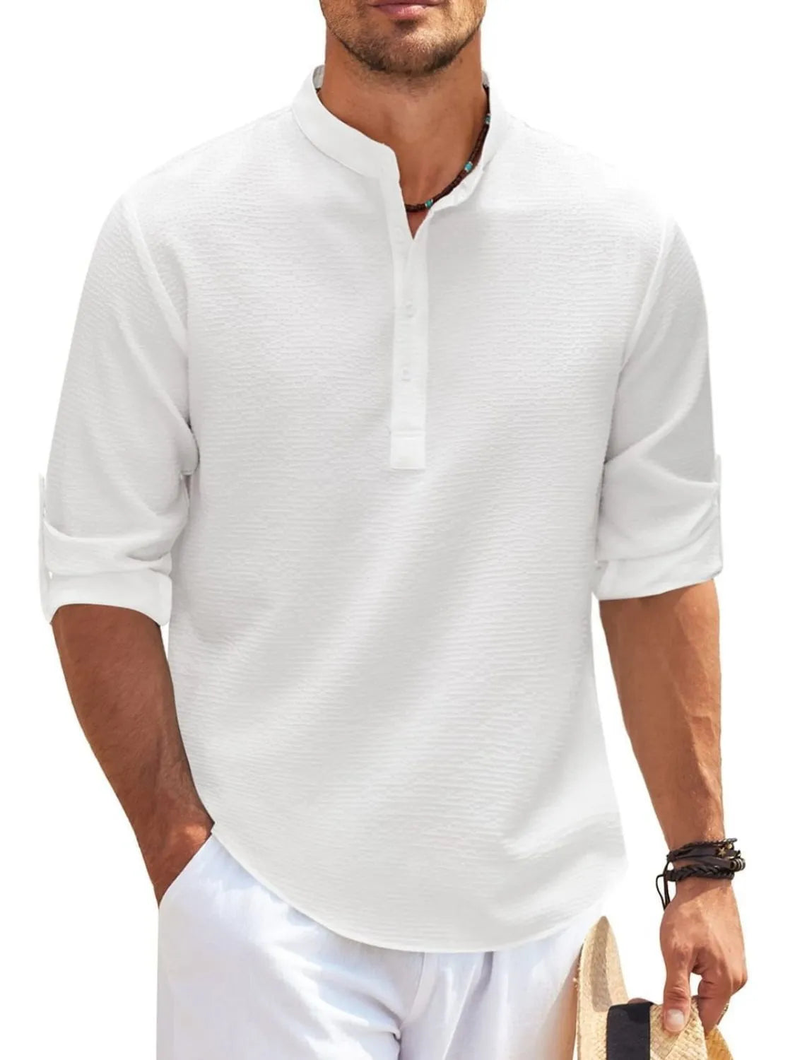 Men's Full Size Button Detail Long Sleeve Top Plus Size - Treasured Gift's & More