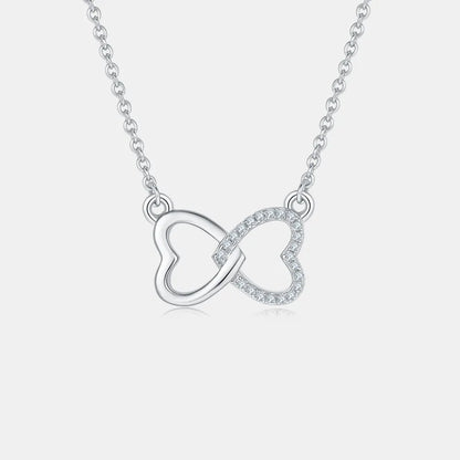 Moissanite 925 Sterling Silver Heart Bow Necklace - Treasured Gift's & More