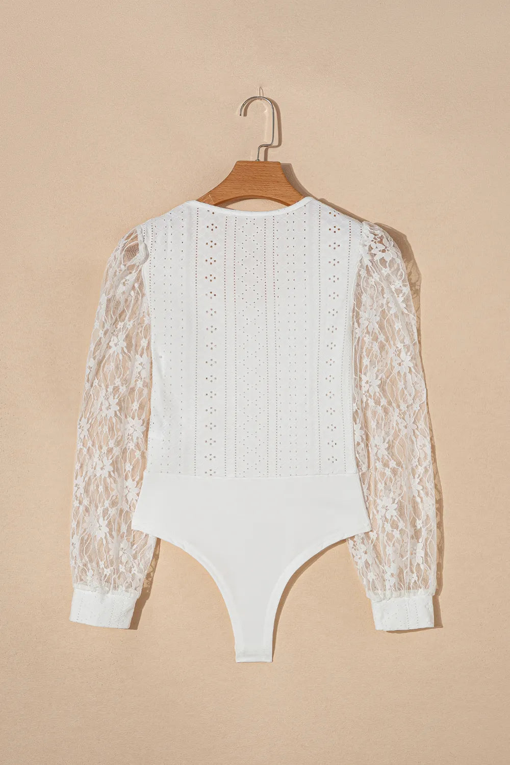Eyelet Lace Long Sleeve Bodysuit - Treasured Gift's & More