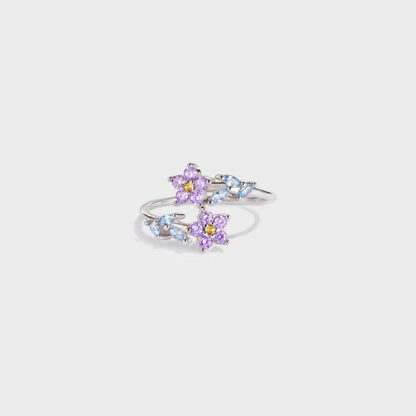 Flower Shape Inlaid Zircon 925 Sterling Silver Ring - Treasured Gift's & More