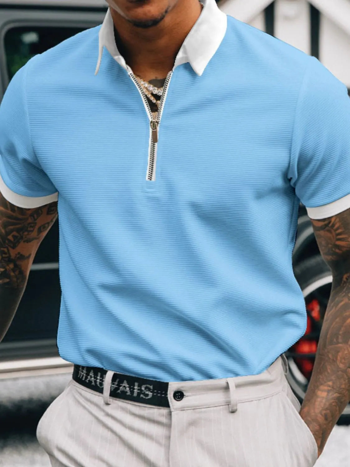Men's Full Size Collared Neck Short Sleeve Polo Plus Size - Treasured Gift's & More