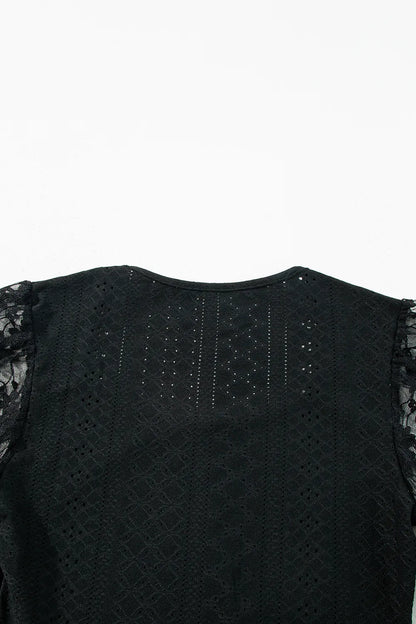 Eyelet Lace Long Sleeve Bodysuit - Treasured Gift's & More