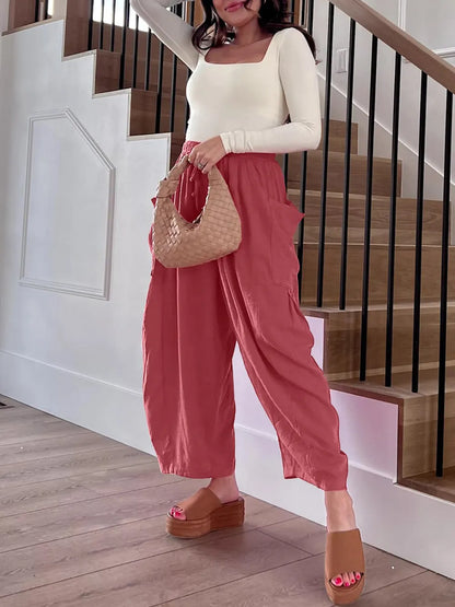 Full Size Wide Leg Pants with Pockets Plus Size - Treasured Gift's & More