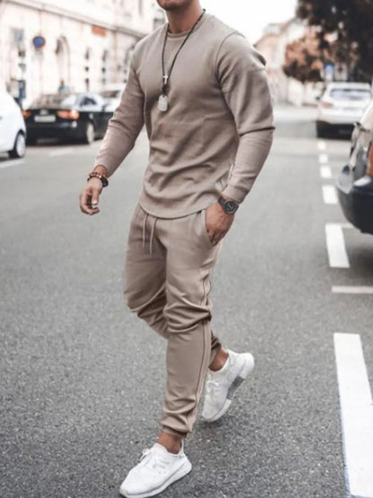 Men's Full Size Round Neck Long Sleeve Top and Pants Set Plus Size - Treasured Gift's & More