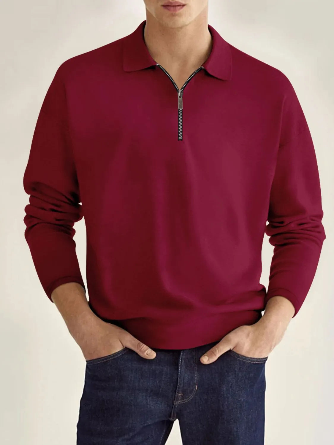 Men's Full Size Collared Neck Long Sleeve Polo Plus Size - Treasured Gift's & More