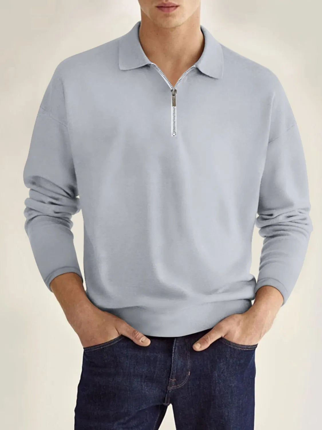 Men's Full Size Collared Neck Long Sleeve Polo Plus Size - Treasured Gift's & More