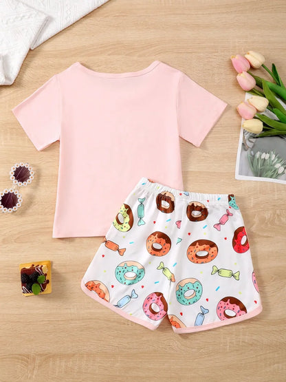 Children's Donut Round Neck Top and Pants Set - Treasured Gift's & More
