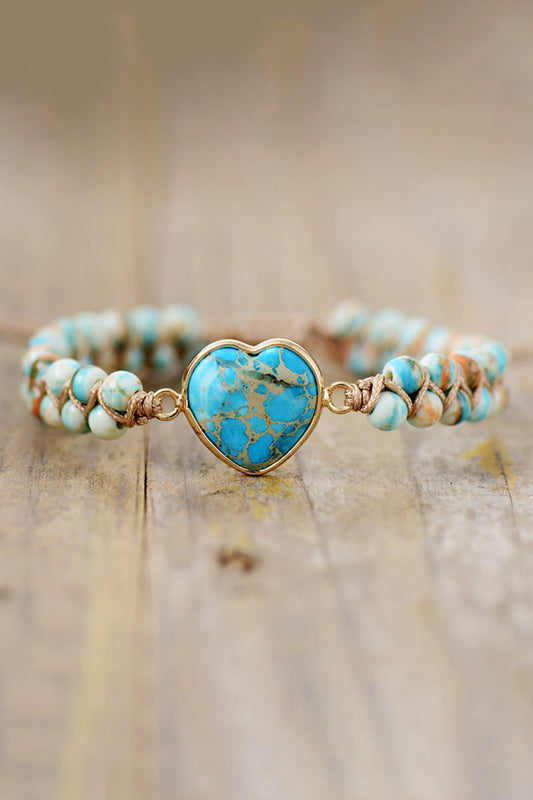 Handmade Heart Shape Natural Stone Bracelet - Treasured Gift's & More