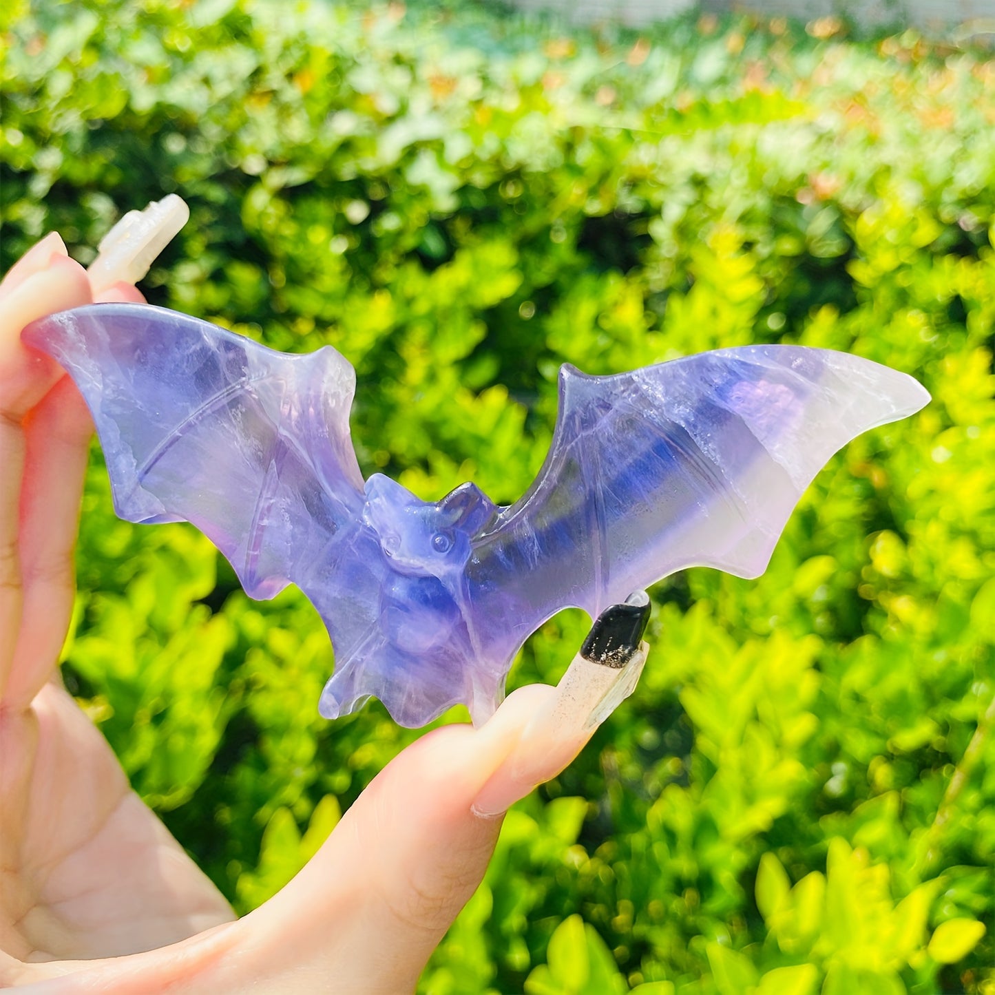 1pc Natural Fluorite Bat Carving, Crystal