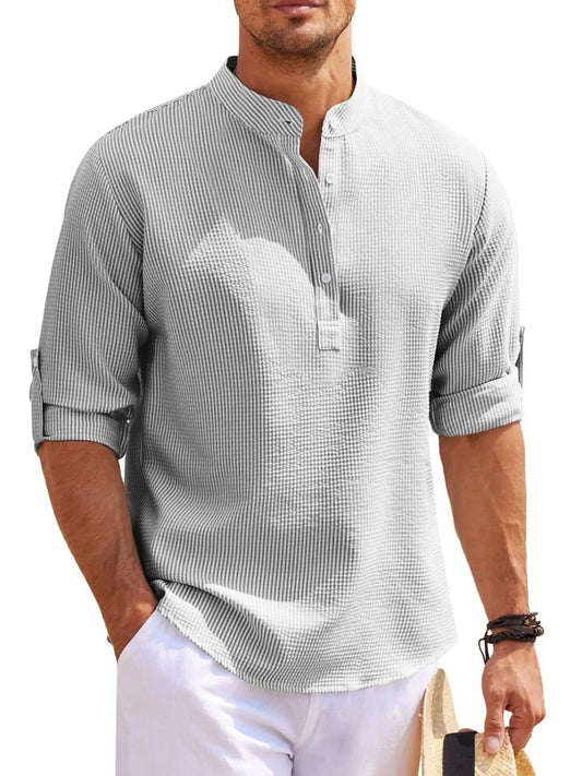 Men's Full Size Button Detail Long Sleeve Top Plus Size - Treasured Gift's & More