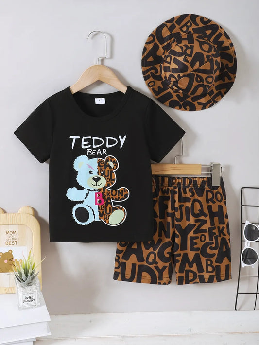 Children's Teddy Bear Round Neck Top and Pants Set - Treasured Gift's & More