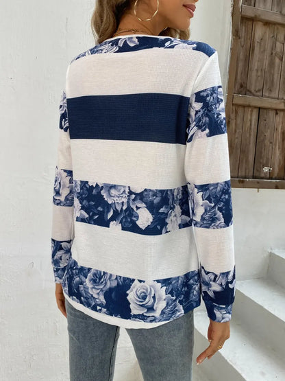 Shiny Printed Half Zip Long Sleeve T-Shirt - Treasured Gift's & More