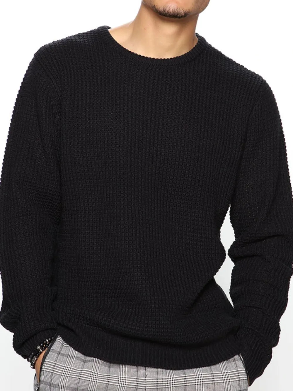 Men's Full Size Round Neck Long Sleeve Sweater Plus Size - Treasured Gift's & More