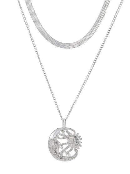 Double Layer Sun Moon Necklace - Treasured Gift's & More